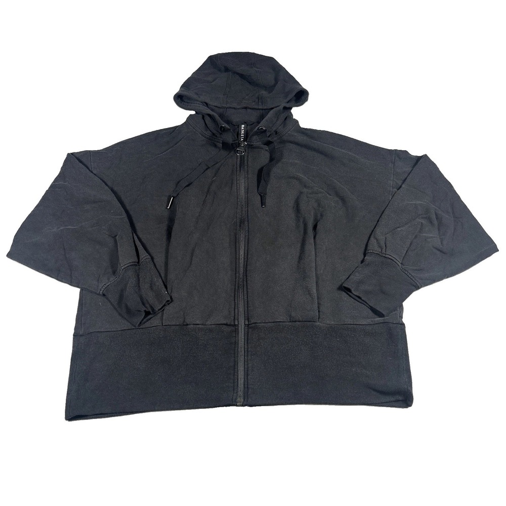 Athleta Hoodie Womens 1X Black Terry Full Zip Hooded Cardigan Longline